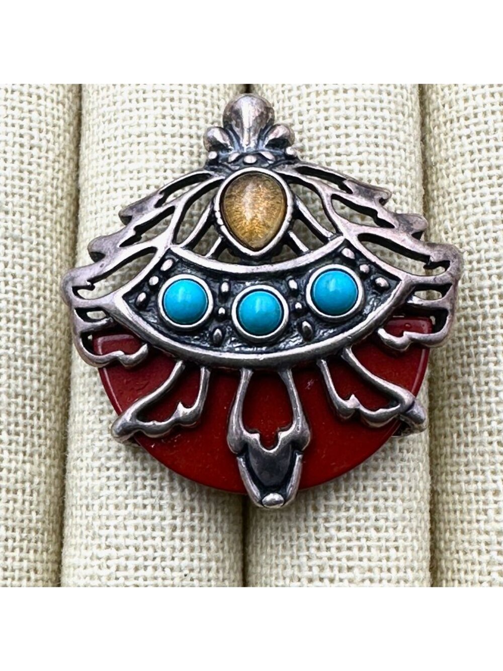 Carolyn Pollack Relios Blue Turquoise Sterling Silver Enhancer Pendant